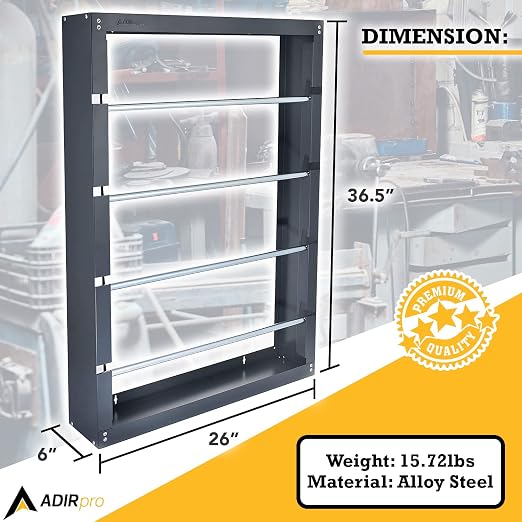 AdirPro Wire Spool Rack - Superior Strength Wire/Cable Dispenser - Conduit Display & Storage for Electrical Industrial & Retail Use (4 Rods, Grey)