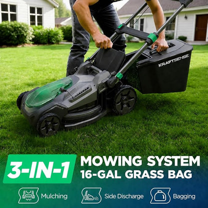 21" Cordless Lawn Mower, 40V Electric Mower with 2×8.0Ah Batteries & Charger, 8-Position Height Adjustment, 60L Grass Bag, 3-in-1 Mulching, Bagging & Rear Discharge for Medium, Large Yards