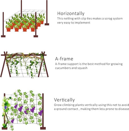 Toolazy Trellis Netting 59" x328' White - Heavy Duty 6" Mesh Plant Support Net for Climbing Vegetables, Garden Trellis Roll for Tomato Cucumber Pea Bean Vine Grow Tent Scrog Hydroponic