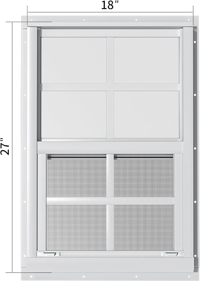 2 Pack Shed Windows 18" W x 27" H Flush Mount, White Household Windows for Playhouses, Barns, Chicken Coop