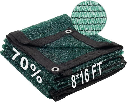 LOVE STORY 8x16FT 70% Dark Green Shade Cloth Sun Shade Net with Grommets Sunblock Net Mesh Tarp for Garden,Plants Cover,Greenhouse and Patio