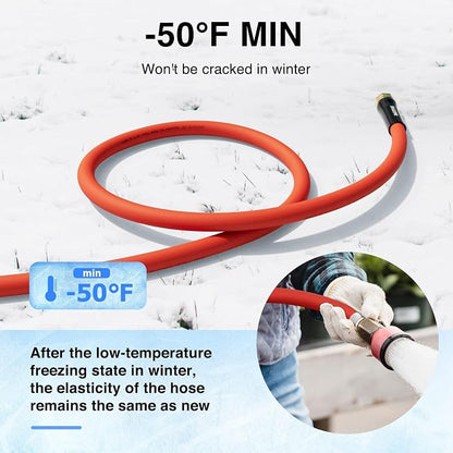 SPECILITE 3/4" Hot/Cold Garden Water Hose 200ft, -50℉-190℉,Flexible & Lightweight With 3/4" Brass Fittings for Yard, Outdoor, Farm, Red