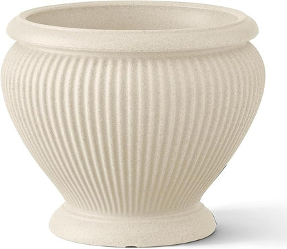 ARBORA 18" Cannes Urn Planter - Premium Polyresin Decorative Outdoor Planter with Drillable Drainage Hole for Optional Indoor Use, Lightweight, Weatherproof Plant Pot for Front Step, Garden, Deck