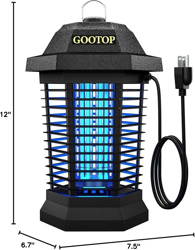 GOOTOP Bug Zapper Outdoor, Mosquito Zapper, 4200V 3 Prong Plug in Electric Fly Zapper, Mosquito Killer, Fly Traps, Flying Insects Zapper Indoor Outdoor, ABS Plastic Outer (Black)