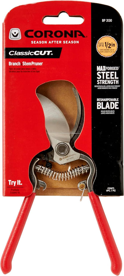 Corona Tools ClassicCUT Forged Bypass Hand Pruner – 1/2-inch Cut Capacity Heavy-Duty Garden Hand Pruner for Tree, Shrub & Plant Trimming, Precision Cutting Pruning Tool