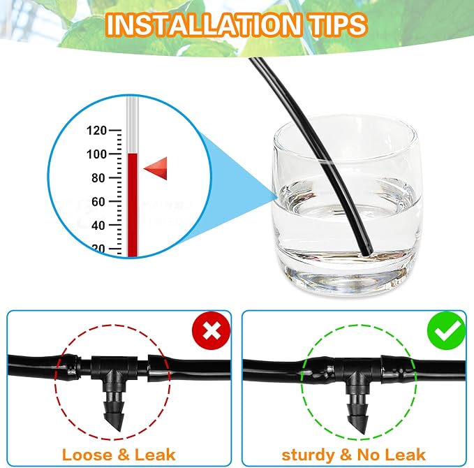 300 Pcs Barbed Connectors Irrigation Fittings Kit, Drip Irrigation Fittings 1/4” Tubing Connectors for Drip or Sprinkler Systems-Couplings, Single Barbs, End Plugs, Elbows, Tees, 4-Way Coupler