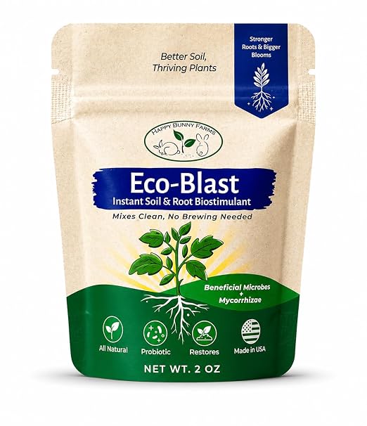 Eco-Blast™ Instant Compost Tea – 2oz Bag. Soil Microbes with Plant Probiotics, Mycorrhizae, Kelp, Yucca, Humic, Amino & Fulvic Acids.