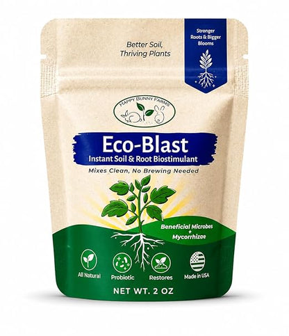 Eco-Blast™ Instant Compost Tea – 2oz Bag. Soil Microbes with Plant Probiotics, Mycorrhizae, Kelp, Yucca, Humic, Amino & Fulvic Acids.