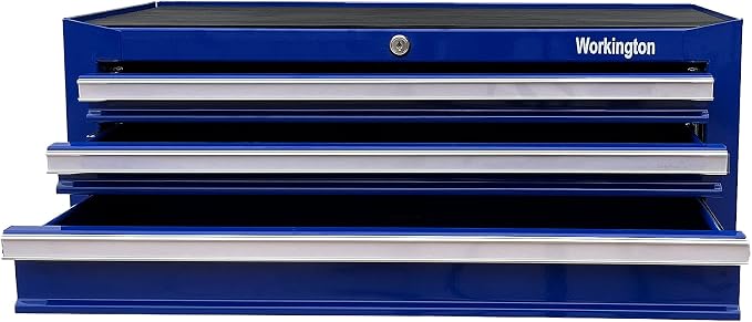 Workington Industrial 3 Drawers Portable Metal Intermediate Box, 26" Middle Tool Chest Cabinet with Ball Bearing Drawer Slides, Steel Tool Storage Box Organizer 4009 Blue