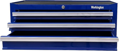 Workington Industrial 3 Drawers Portable Metal Intermediate Box, 26" Middle Tool Chest Cabinet with Ball Bearing Drawer Slides, Steel Tool Storage Box Organizer 4009 Blue