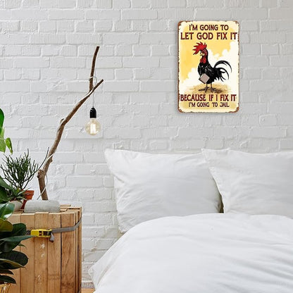mmiishe Metal Signs Funny Chicken Coop Accessories Vintage Decor Chicken Gifts for Coop Garden Kitchen Fences Gate Retro Wall Art Rustic Decor Birthday Anniversary Decoration Metal Tin Sign