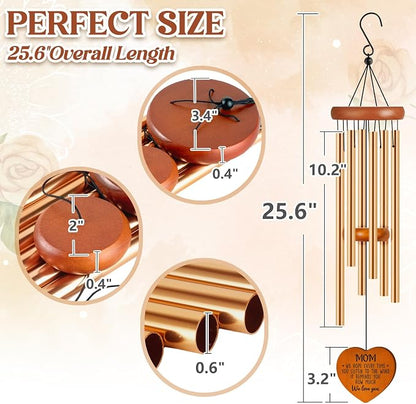 Gifts for Mom, Mom Gifts Wind Chimes 25.6", Outdoor Garden Decor | Mother Gift from Daughter/Son, Perfect for Mother's Day, Birthday, Christmas, Soothing Wind Chimes for Patio & Garden Decor