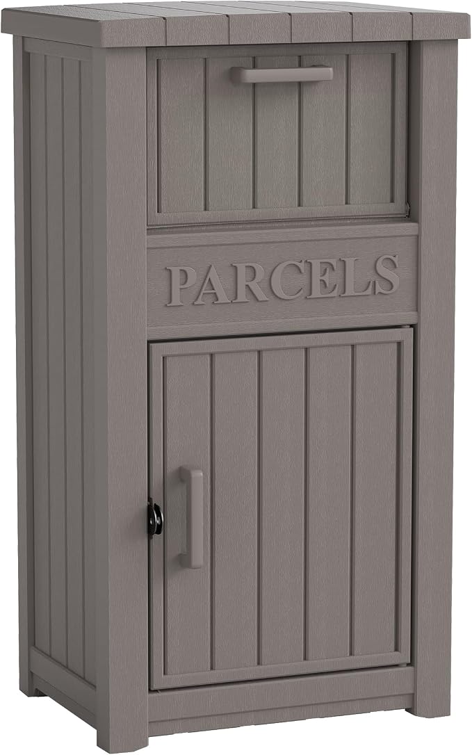 Package Delivery Box for Outside, Large Lockable & Weatherproof Anti-Theft Parcel Drop Box for Porch, Curbside, House Storage, Gray(60 Gallon)