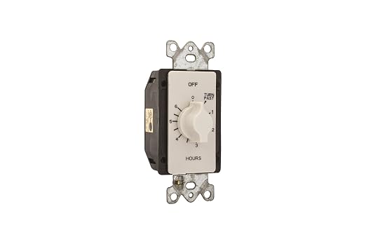 nsi INDUSTRIES TORK A506HW Spring-Wound In-Wall Twist Timer , 6-Hour Length and White Faceplate, for Automatic Shutoff of Fans or Lights