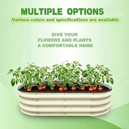 GrowHaus 4x2x1ft Galvanized Raised Garden Bed, Planter Boxes Outdoor Metal Garden Beds for Planting Vegetables Flowers Herbs Milk White