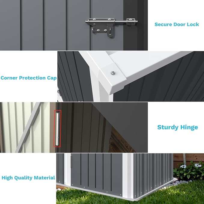 Greesum Outdoor Storage Shed 5 x 3 ft. Utility Tool Shed Metal Storage Garden Shed with Door & Lock for Patio Storage, Gray