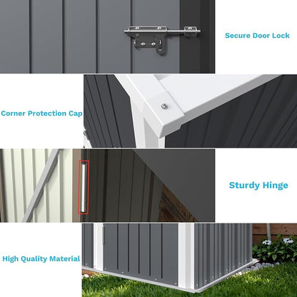 Greesum Outdoor Storage Shed 5 x 3 ft. Utility Tool Shed Metal Storage Garden Shed with Door & Lock for Patio Storage, Gray