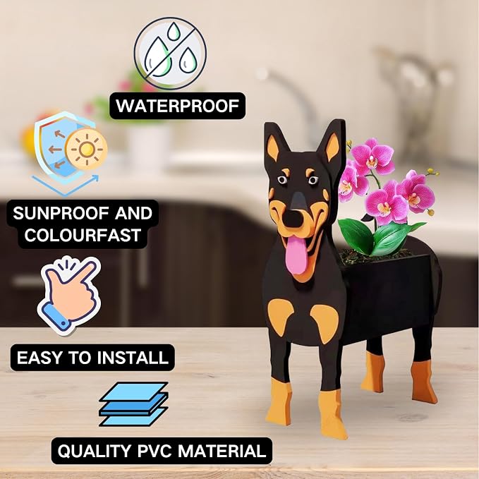 Australian Kelpie Dog Planter Pots, 9.45 x 5.51 x 13.39 Inches | Dog Flower Pot, Cute Animal Shaped Plant Pot, Gifts for Women & Pet Lovers, Indoor Outdoor Garden Home Office Decor