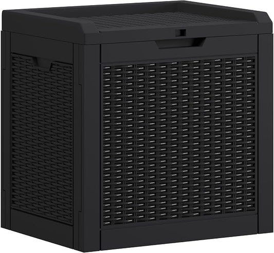 YITAHOME 35 Gallon Outdoor Deck Box | Lockable Waterproof Storage Box, Resin Storage Bin for Patio Cushions, Gardening Tools, UV Resistant, Black