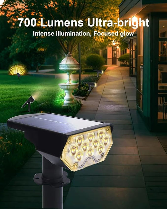 6 Pack Solar Spot Lights Outdoor Waterproof, 20 LEDs Bright Landscape Spotlights Dusk to Dawn, Warm White Adjustable Uplights for Yard Tree House Garden Wall Pathway, IP65