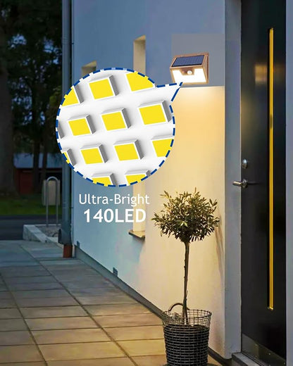 Peasur Solar Lights Outdoor Motion Sensor, 12Pack 140LED Waterproof Solar Powered Fence Lights, 3 Modes Solar Security Wall Lights for Garden Yard Outside(Brown Warm White)