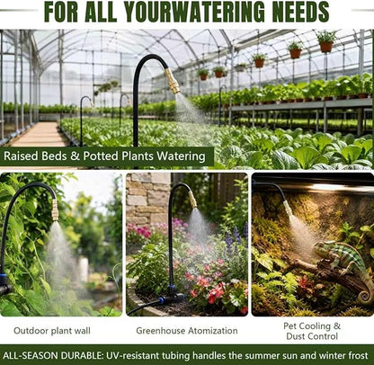 Adjustable Drip Irrigation Nozzles Tee, 20 Pack 8" 360° Bendable Garden Watering Sprayers for 1/4" Tubing, Micro Spray Emitters for Plants, Flower Beds, Greenhouse