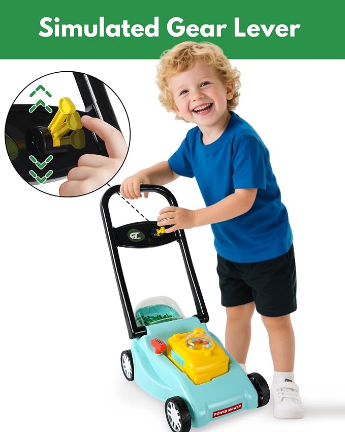 Kids Lawn Mower with Realistic Grass-Cutting Action and Sounds – No Batteries Required | Fun Outdoor Push Toy, Birthday Gift & Holiday Present for 3, 4, 5, 6 Year Old Boys and Girls (Blue)