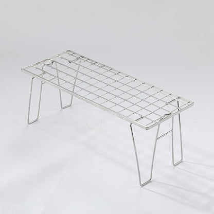 CAMPINGMOON Foldable Mesh Camping Rack Stackable Camp Storage Shelf Fire Pit Side Table Portable Outdoor Organizer Stainless Steel T-225A