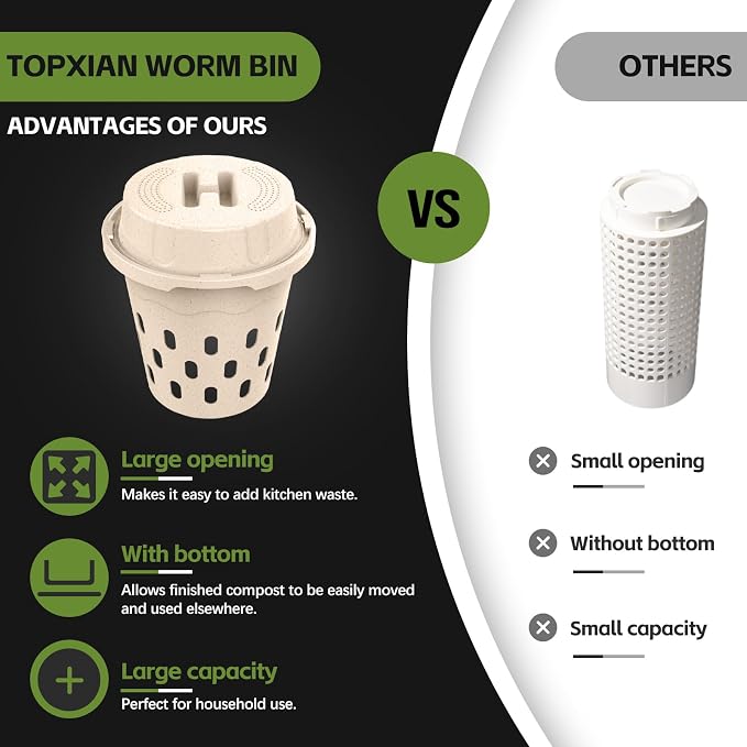 Warm Farm, 2-Pack 8L (2.11Gal) Inground Worm Composter, Outdoor Worm Compost Bin for Garden Beds & Home Use, Vermicomposting Bin for Beginners (9.5x9.5x10.8Inch), Wheat Straw Plastic