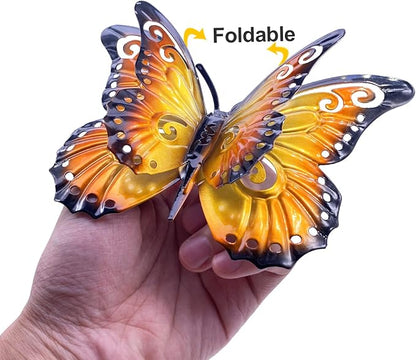 Metal Butterfly Wall Art Decor - 6.5" Outdoor Fence Decoration, Hanging for Garden Yard Living Room Bedroom Patio Balcony(4 Pack)