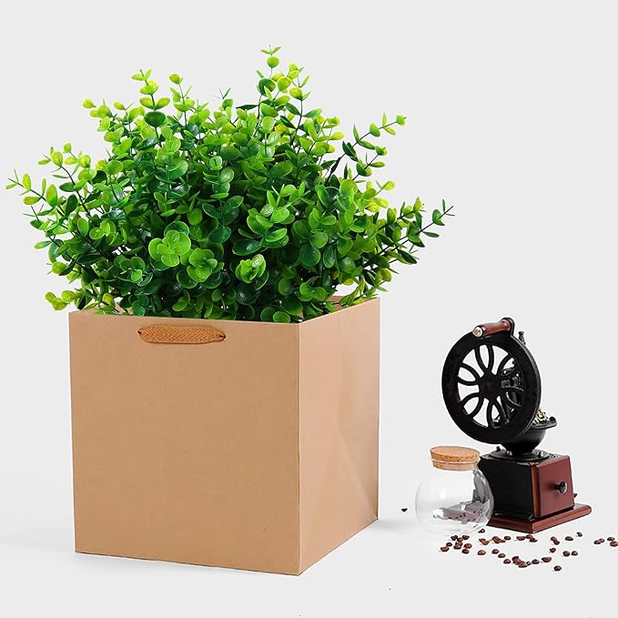 XLFAQXM Artificial Plants Flowers Grass Shrubs 8 Pack No Fade Faux Plastic Flowers Outdoor for Farmhouse Garden Porch Patio Indoor Wedding Decoration Greenery Fake Plants uv Resistant (1#Green)