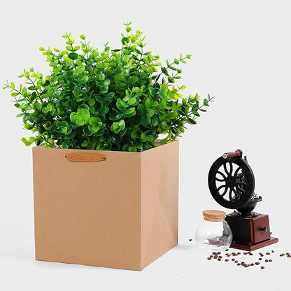 XLFAQXM Artificial Plants Flowers Grass Shrubs 8 Pack No Fade Faux Plastic Flowers Outdoor for Farmhouse Garden Porch Patio Indoor Wedding Decoration Greenery Fake Plants uv Resistant (1#Green)