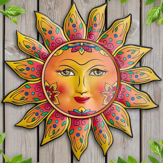 Metal Sun Wall Decor - Sun Flower Wall Art Decoration,Hanging Decoration for Home Garden Farmhouse Yard Patio Fence Living Room Bedroom