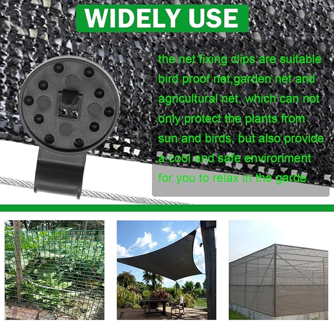 100Pcs Plastic Shade Cloth Clips Black Heavy Duty Sun Shade Lock Grip | UV Resistant Fasteners for Sun Shade Net, Garden Fabric, Anti Bird Netting, Easy Install Reusable Windproof Fixing Clips