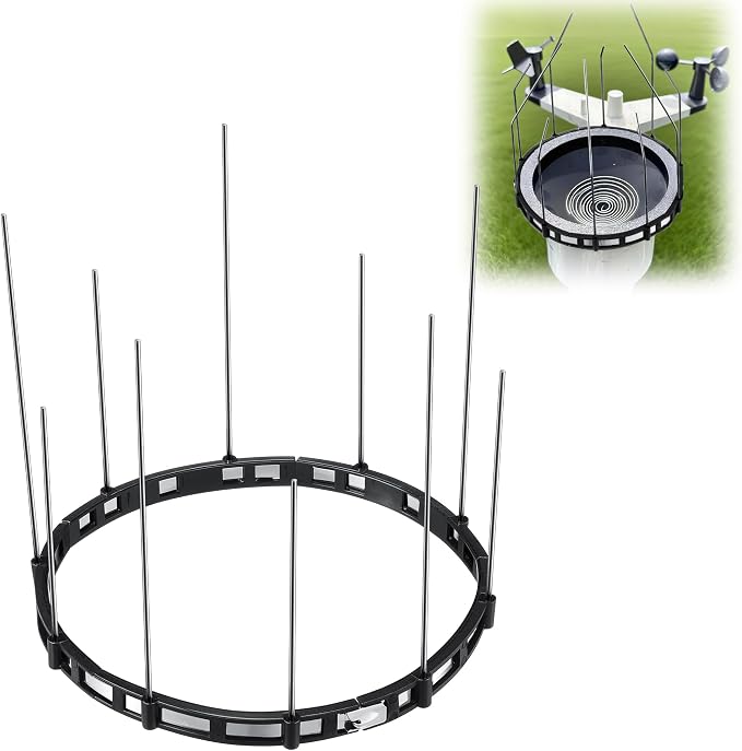 Bird Spikes Compatible with Ambient Weather WS-2902 & WS-2000, Adjustable Weather Station Bird Spike Kit with Stainless Steel Locking Ties and Wires for Gauge Rain Funnel Protection