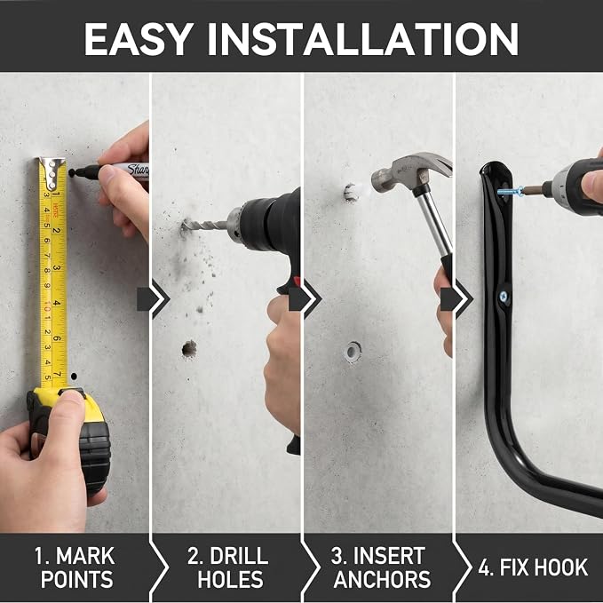 Heavy Duty Garage Storage Hooks, Wall Mount Storage Utility Hangers for Ladders, Bike and Garden Tools (7.9Inch x 5.9Inch)