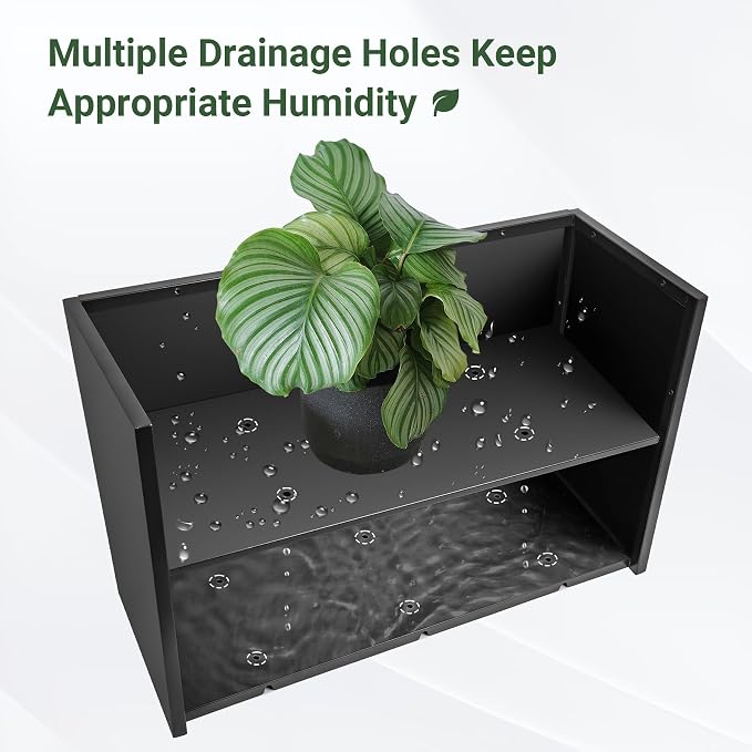 Metal Planter Box 30” x 12” x 16”, Tall Rectangle Planter Box | with with Drainage Holes & Rust-Proof Coating, Modern Outdoor/Indoor Black Planter Box for Porch, Garden, Patio, Yard