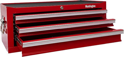 Workington Industrial 3 Drawers Portable Metal Intermediate Box, 26" Middle Tool Chest Cabinet with Ball Bearing Drawer Slides, Steel Tool Storage Box Organizer 4009 Red