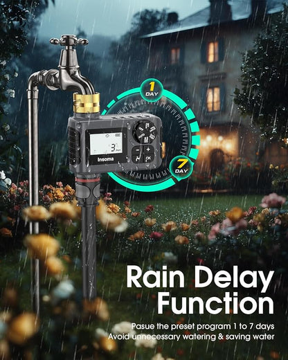 2-Packs Water Timer for Outdoor Garden Hose, Hose Timer with Rain Delay/Manual Mode, Automatic Drip Irrigation Controller System for Lawn Yard Garden Watering