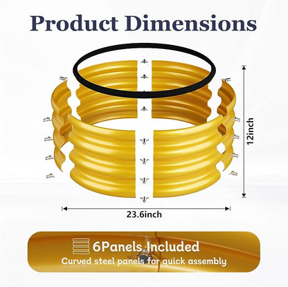 2 x 2 x 1 ft Round Raised Garden Bed, Yellow 1 Pack 0.6 mm Thick Galvanized Steel Planter Box with Double Layer Paint and Safety Edge Trim for Vegetables Flowers Herbs Outdoor Garden