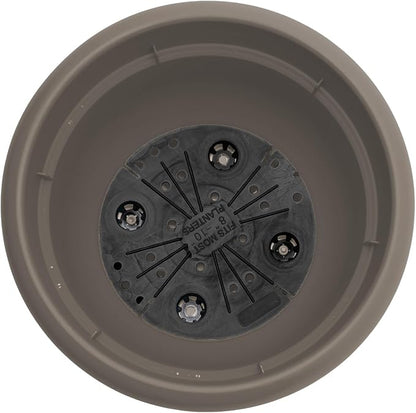 Bloem Ariana 10" Plastic Self-Watering Planter, Peppercorn, 2-Pack | Self-watering disk at the bottom of each pot that acts as a water wick and reservoir for optimal plant health