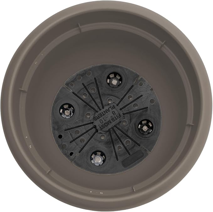 Bloem Ariana 16" Plastic Self-Watering Planter, Peppercorn, 2-Pack | Self-watering disk at the bottom of each pot that acts as a water wick and reservoir for optimal plant health