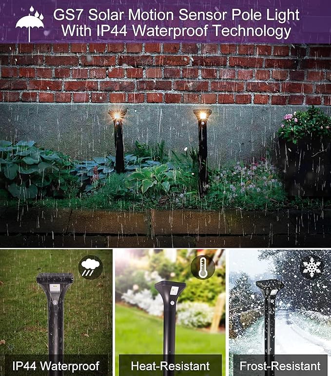 AURAXY Solar Outdoor Lights with Motion Sensor – Waterproof LED Pathway Lights for Yard, Garden, Walkway, Driveway – Auto On/Off, Easy Installation (8 Pack)