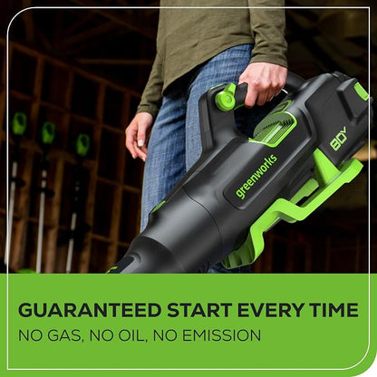 Greenworks 80V (700 CFM) Brushless Cordless Leaf Blower, (2) 2.5Ah Batteries and 45 Minute Rapid Charger