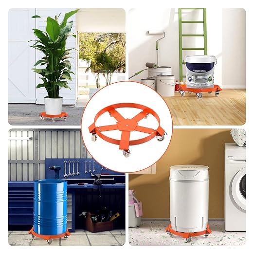 55 Gallon Drum Dolly, Heavy Duty 1250LBS Load Capacity Drum Cart, Non Tipping Hand Truck with 8 Swivel Casters Wheel for Warehouse Drum Handling, Carry Potted (2 Pack)