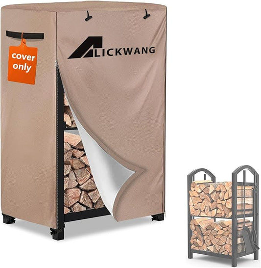 17 Inch Firewood Rack Cover,Heavy Duty 600D Waterproof Outdoor Firewood Storage Rack Cover,Wood Rack Cover for 2-Tiers Small Log Holders for Firewood.(14" D x 17" W x 30" H,Cover Only)