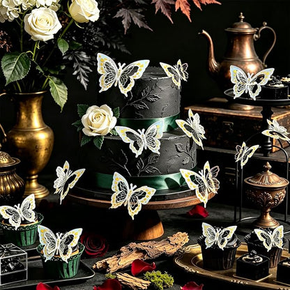Butterfly Wall Stickers - 60pcs 3D Butterflies Removable Mural Wall Decals for Indoor Home Room Bedroom Decorations (Sliver)