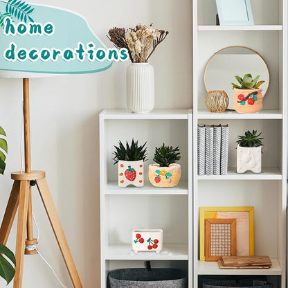 Hushee 12 Sets Ceramic Succulent Planters Paintable Succulent Plant Pots Small DIY Figurines Unpainted Pots with Drainage Hole Color Paints Paintbrushes Palettes