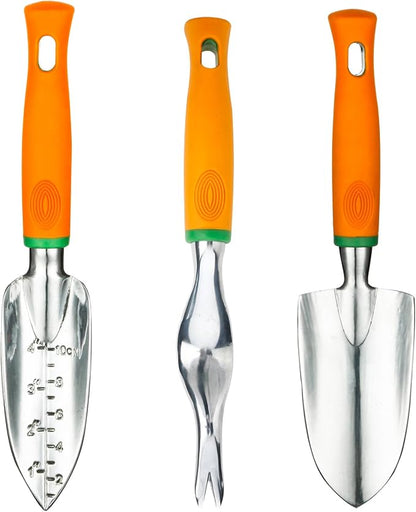 UKOKE Garden Tool Set, 12 Piece Aluminum Hand Tool Kit, Garden Canvas Apron with Storage Pocket, Outdoor Tool, Heavy Duty Gardening Work Set with Ergonomic Handle, Gardening Tools for women men