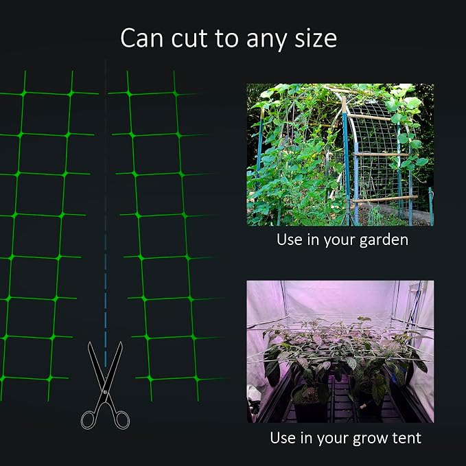 Toolazy Trellis Netting 79" x328' Green - Heavy Duty 6" Mesh Plant Support Net for Climbing Vegetables, Garden Trellis Roll for Tomato Cucumber Pea Bean Vine Grow Tent Scrog Hydroponic Use